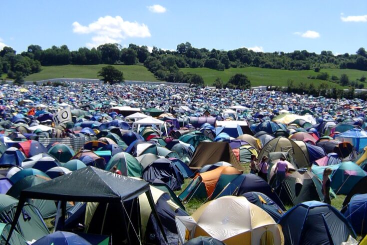 Festival tents in a field