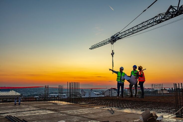 Builders at a construction site