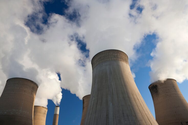 Cooling towers at a coal fueled power station