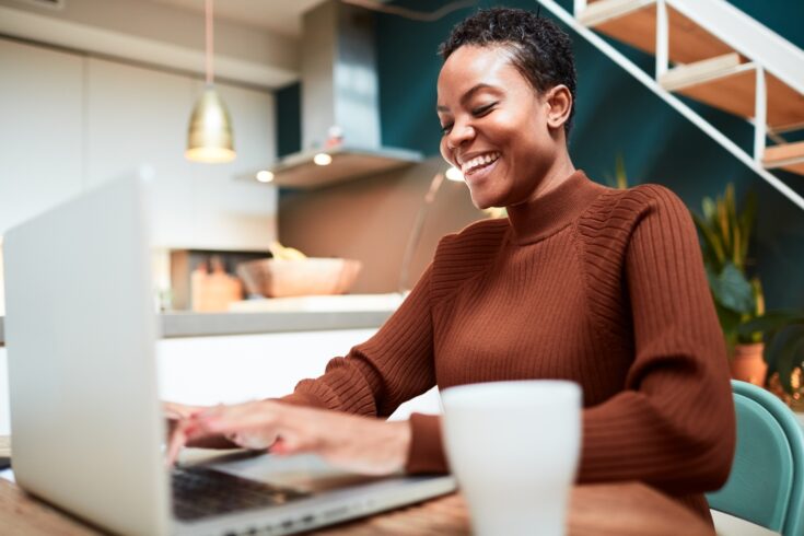 Woman working on a latop