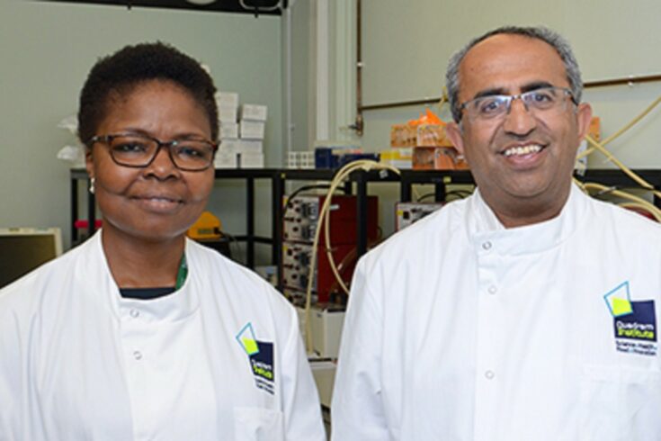 BBSRC scientists: Dr Ngozi Elumogo and Professor Arjan Narbad (Credit: Quadrum Institute)