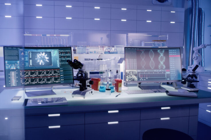 Futuristic laboratory equipment - brainwave scanning research