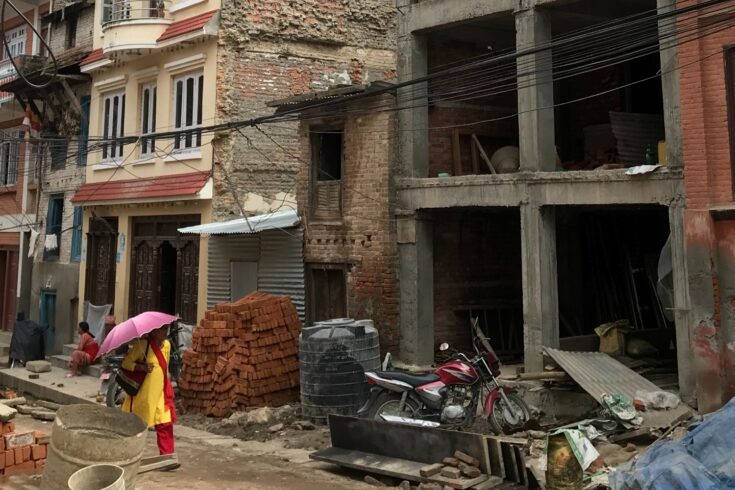 Damaged buildings after an earthquake in Kathmandu