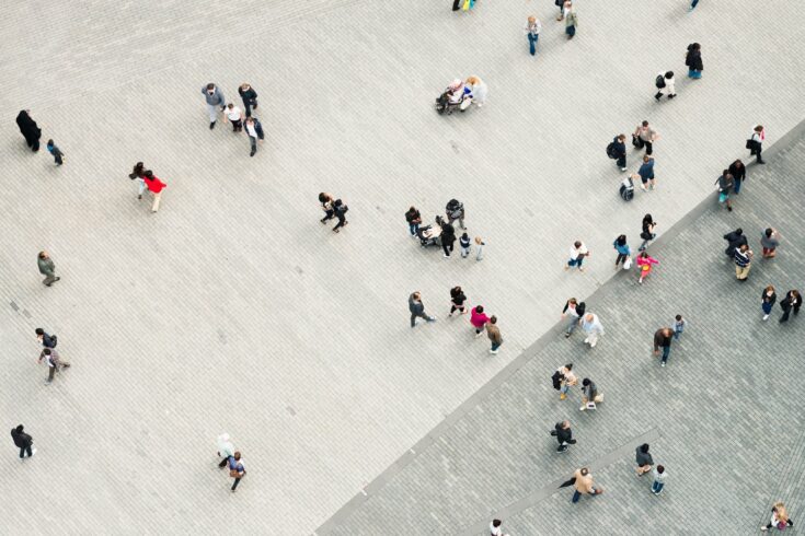 Urban crowd from above