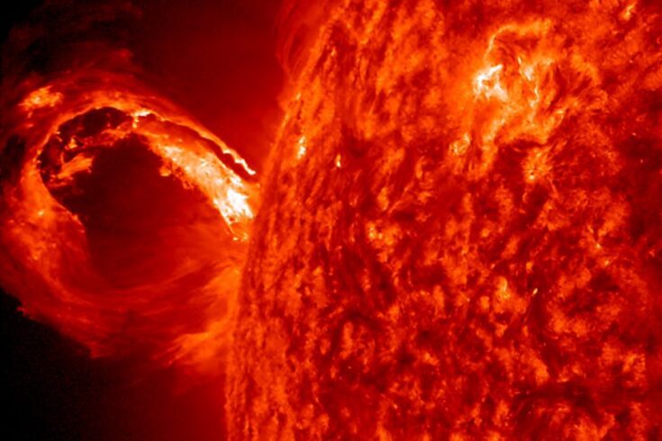 A corona mass ejection, associated with a solar flare