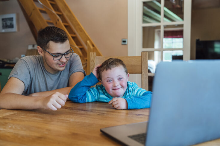 Father and Son Video Call