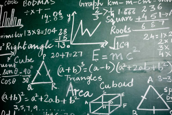 Equations on a chalkboard