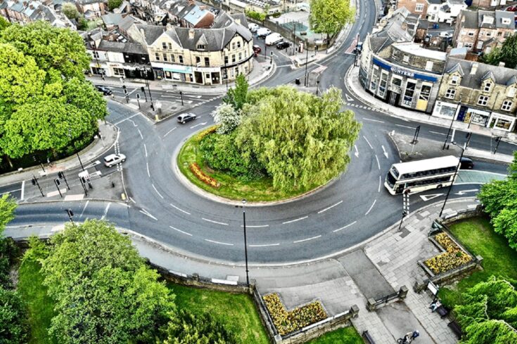 Aerial view of a roundabout