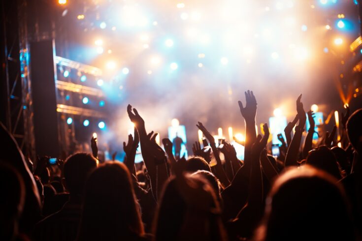 Party people enjoying a concert at a summer music festival