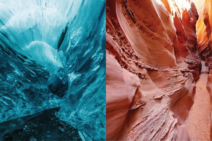 Comparison of ice caves and rocky sand caves