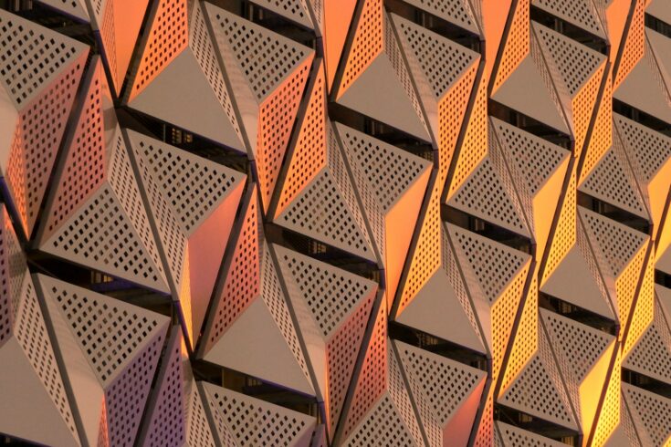 Metallic geometric architecture, abstract