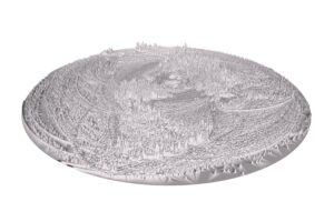 Model of carbon emissions from human activity between the 1970s and now, in the northern hemisphere. Diameter 1.5m