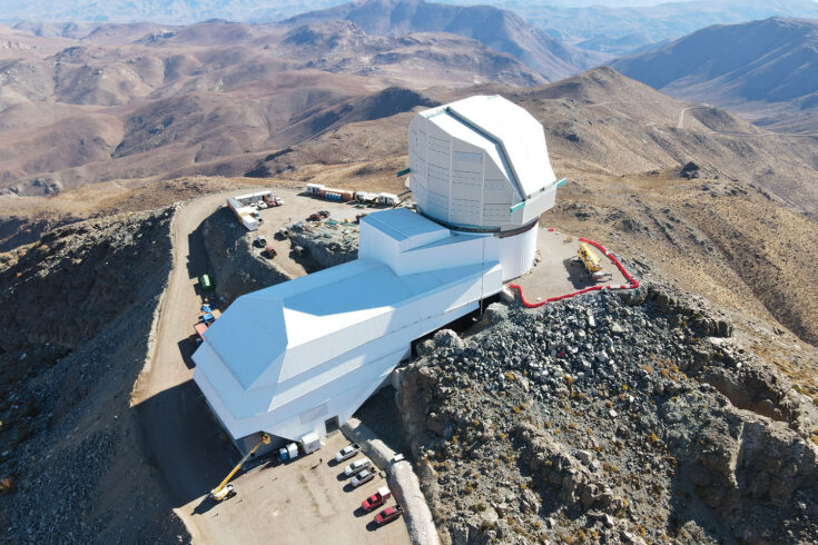 Drone photo of the Rubin Observatory summit facility