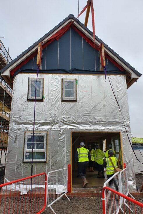 Building site constructing a house