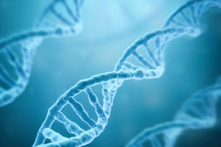 DNA Strands on blue background