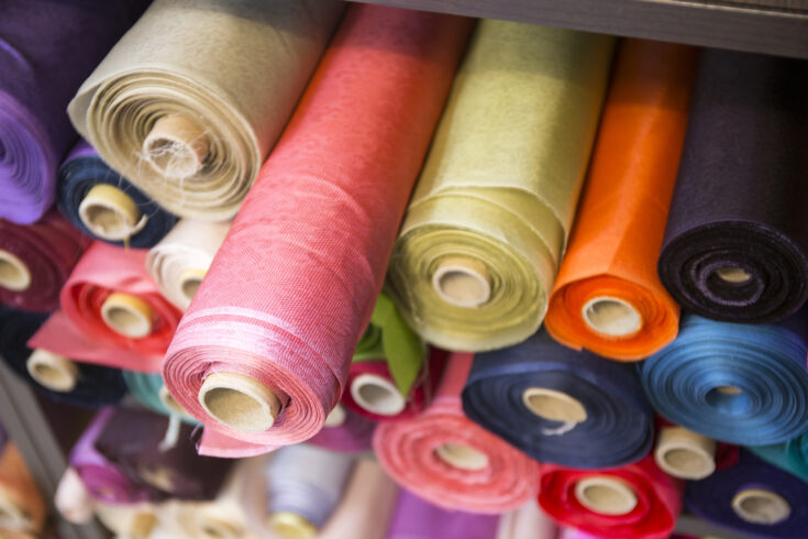 Fabric rolls at shop