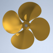A controllable pitch propeller, front view