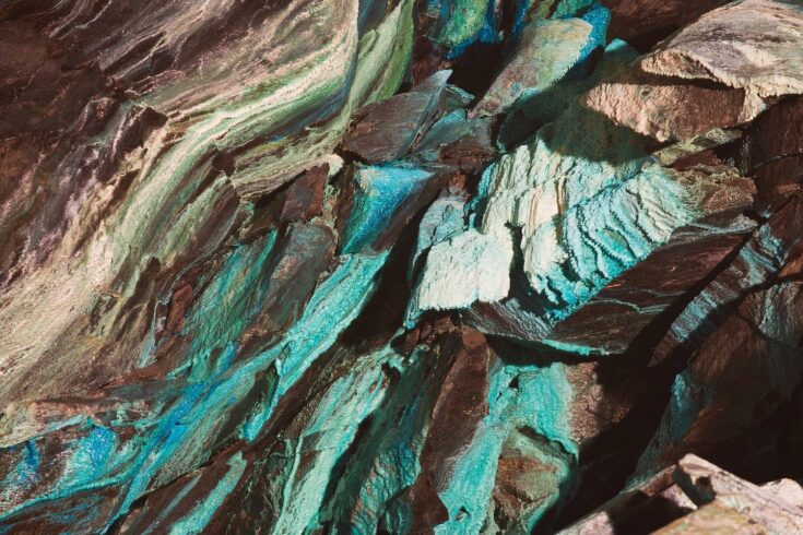 Abstract texture of oxidated copper in the copper mine