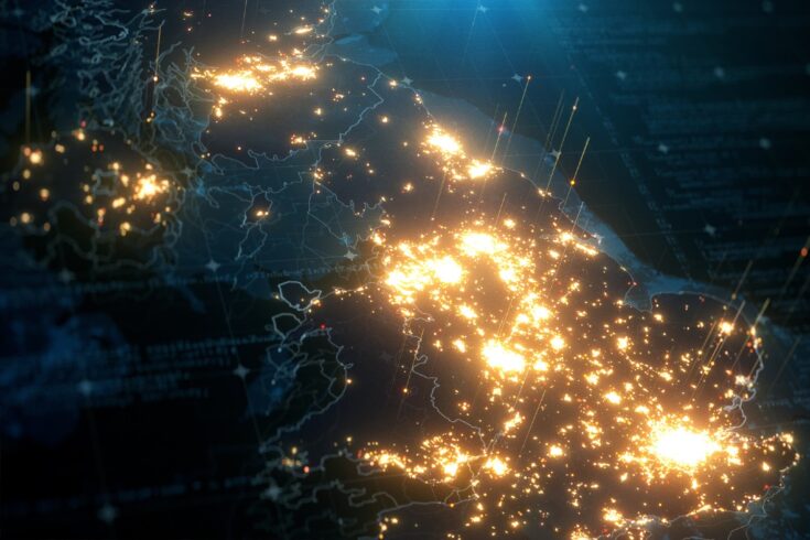 Night map of the UK. Credit: Getty images