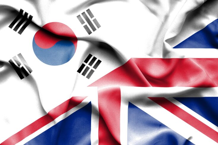 Flags of South Korea and the United Kingdom