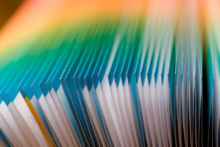 Colourful French-folded pages