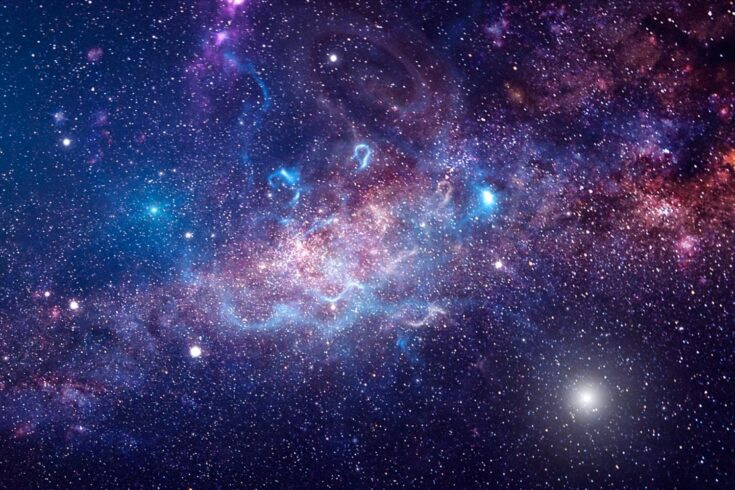 Galaxy and stars in space