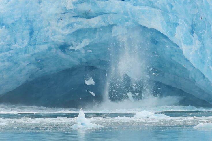 Falling ice from an Arctic iceberg