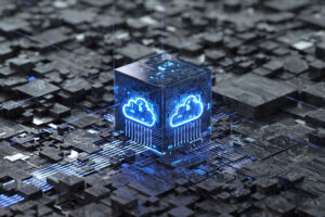 Cloud computing and network security concept, 3d rendering, conceptual image.