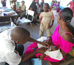 Baby being vaccinated in Africa