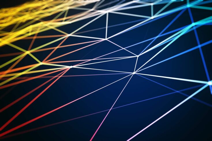 Abstract image of colourful lines connecting with each other.