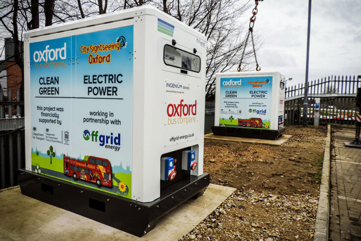 Two battery storage units from the Oxford Bus Company