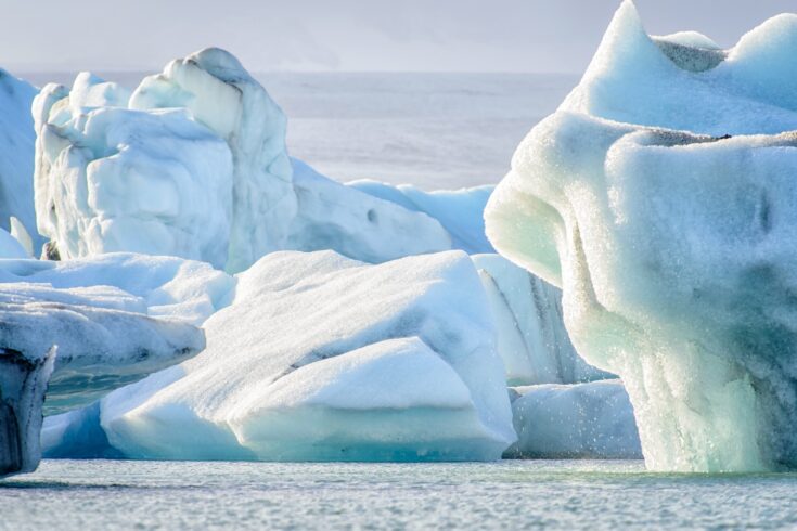 Icebergs melting due to global warming.