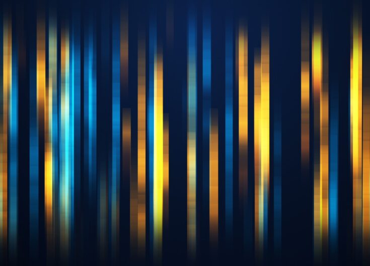 Abstract blue luxury geometric motion background with golden lines