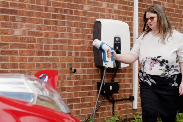 Kathryn Manning, Sciurus V2G trialist, getting ready to charge her vehicle.