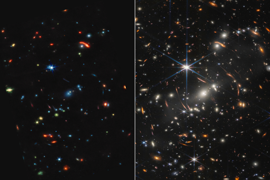 Webb’s first deep field MIRI and NIRCam images side by side