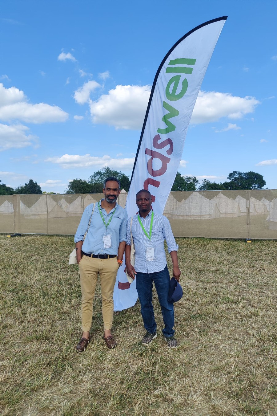 Paul Laniran and colleague outside at the Groundswell farming event