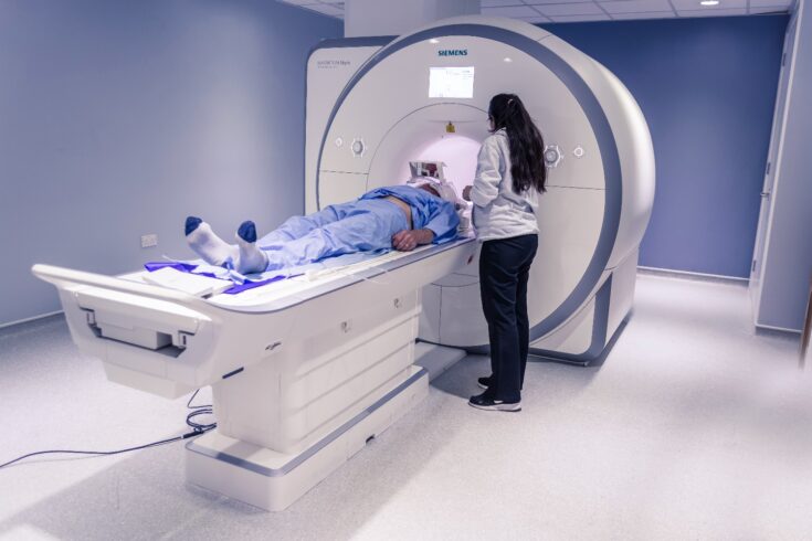 A participant undergoing an MRI scan at a UK Biobank imaging centre
