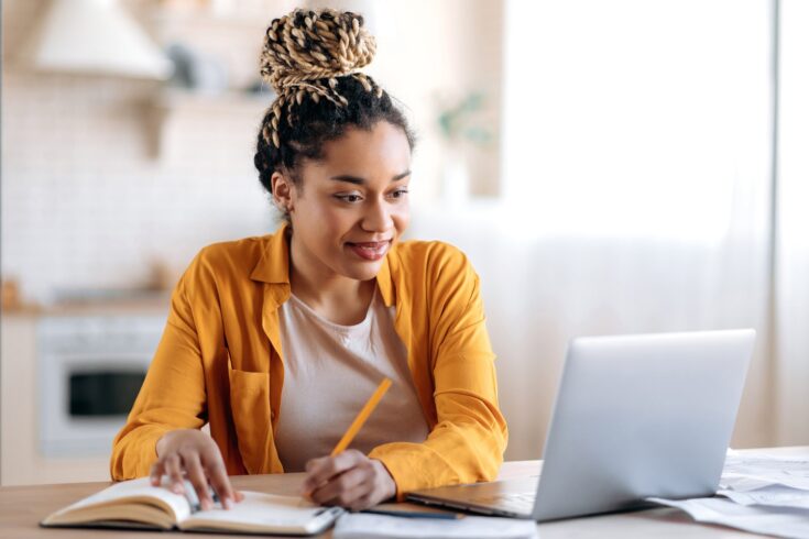 Student studying remotely from home