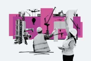 Collage of construction workers