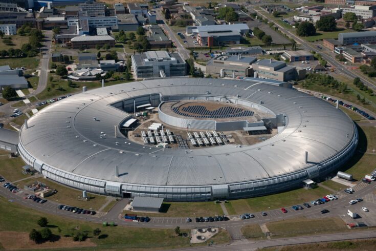 Aerial view of Diamond Light Source on the Rutherford Appleton Laboratory science campus