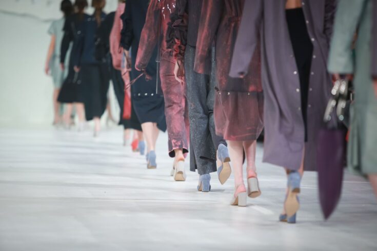 Close up image of a fashion catwalk