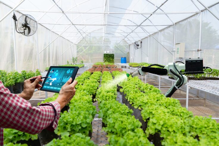 Automatic agricultural technology robot arm watering plants