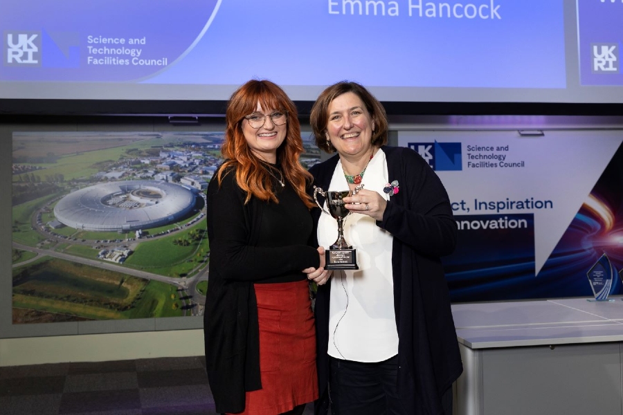 RAL Apprentice of the Year 2022, Emma Mawson, pictured with STFC Head of Continuous Improvement, Jayne Price