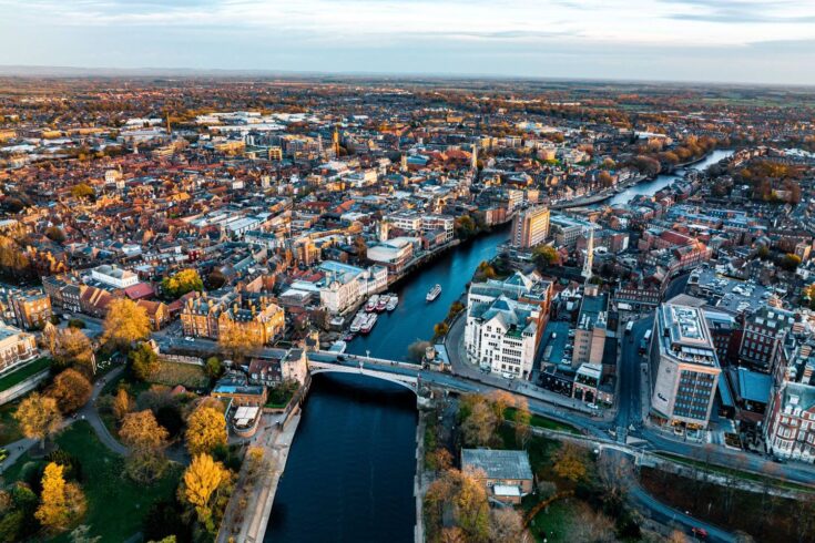 Aerial view of York downtown