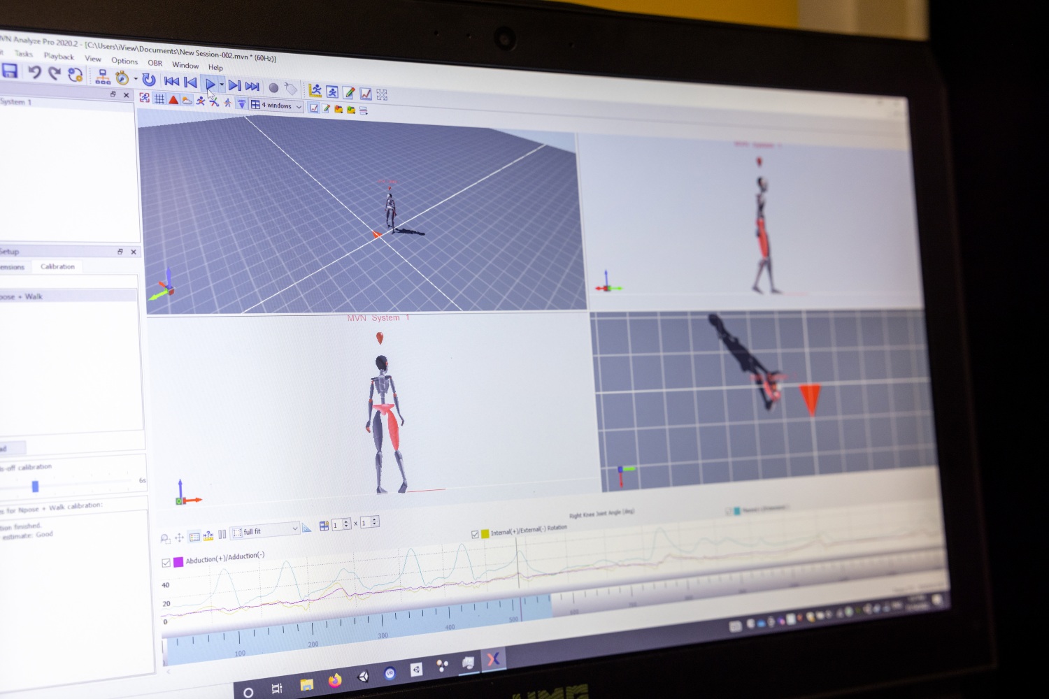 Computer screenshot showing artificial intelligence motion capture technology in action.