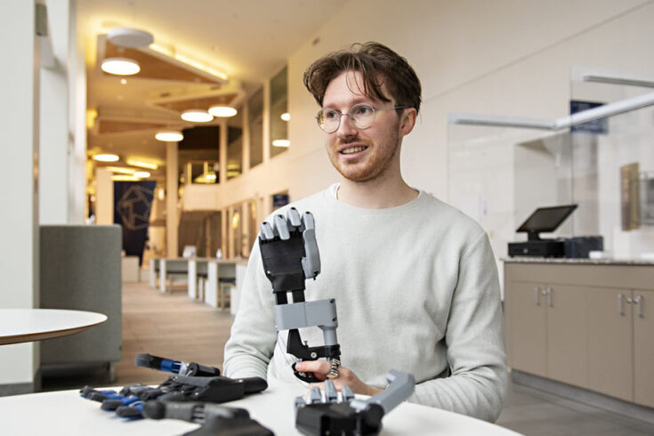 Young Innovator Fergal Mackie, who has developed Metacarpal, a body-powered bionic hand to give those with upper-limb amputations a better experience, using no electronics.