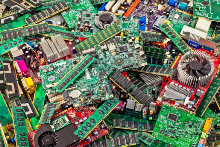 A pile of rubbish from computer boards
