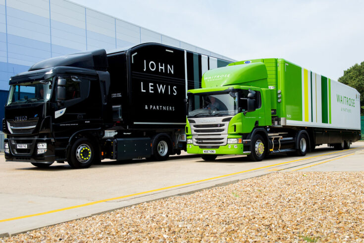 Waitrose and John Lewis lorries with new branding