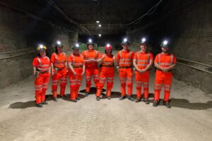 STEM award winners in hard hats and high vis clothing in Boulby Mine