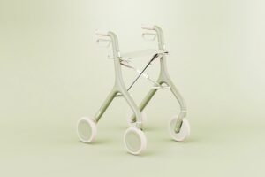 An olive green stylish mobility walking frame